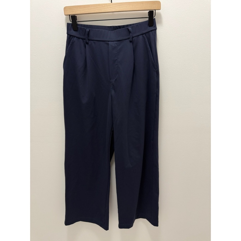 Halara Navy Blue High Waisted Pleated Wide Leg Trousers Petite Small